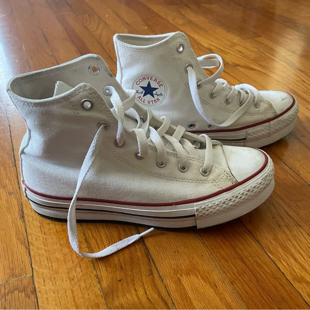Converse White High Top Platform Chuck Taylor